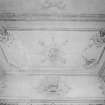 Interior view of Fullarton House showing detail of ceiling plasterwork in north room on second floor.
