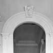 Interior view of Fullarton House showing detail of plasterwork at top of staircase on second floor.