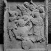 Sculpted panel in kitchen premises, of Christ carrying Cross