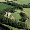 Oblique aerial view of the remains of Norham Caste, Northumberland, England.
