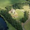 Oblique aerial view of the remains of Norham Caste, Northumberland, England.
