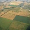 Oblique aerial view showing the cropmarks at Forteviot including the Roman temporary camp.