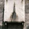 View from the south of the sundial to the left of the vestry door.