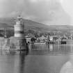 General view of Ardrishaig harbour including the lighthouse.