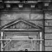 View of pediment with central motif, Mavisbank House.