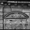 View of arch pediment with central motif, Mavisbank House.