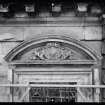 View of arch pediment with central motif, Mavisbank House.