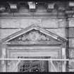 View of arch pediment with central motif, Mavisbank House.