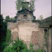 View from SW showing remains of pavilion and quadrant screen wall, Mavisbank House.