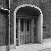 View of doorway to 2 Old Castlegate, Banff.