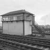 Irvine railway station. View of signal box from SE.