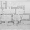 Digital copy of plan of principal floor showing additions and alterations by William Burn.
Insc: '76 George Street May 28 1819'.
Pencil, ink, colour wash on paper
360mm x 510mm