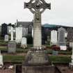 Detail of carved cross monument.