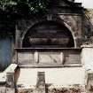 Detail of grave enclosure of Patrick Swan, linen manufacturer.