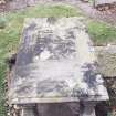 Forgan, St. Fillan's Churchyard.
General view of the table-tomb of David Gillespie with double winged souls.
Insc: 'David Gillespie. Kirkton and Mountquhnnie. Born 30th January 1814. Died 14th December 1899......'