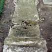 View of fallen headstone.