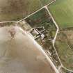 Aerial view of Sanday, Stove Farmhouse, old steading and workmen's cottages, taken from the SE