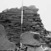 Panoramic of broch walls from interior centre.