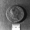 Small Find   : George III Hibernia halfpenny, 1766, counterfeit.