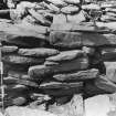 Excavation photograph : trench H - detail of south facing elevation of wall L162.

(see MS/682/120 for detailed description)