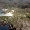 Oblique aerial view of Achmelvich Bay near Lochinver, Assynt, Sutherland, looking NE.