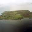 Aerial view of the island of Pabay off Broadford on the east coast of the Isle of Skye, Wester Ross, looking E.