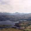 Aerial view of part of Loch Gairloch and the hinterland of Ross-shire, Wester Ross, looking ESE.