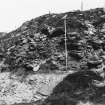 Papa Westray, Munkerhoose excavation archive
Area 2: Deatil of exposed broch wall pre-excavation. From SW.