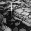 Papa Westray, Munkerhoose excavation archive
Area 2: Exterior face of broch wall 2116, rubble terrace 2049. From NE
