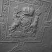 Craufurdland Castle, plaster ceiling with royal arms