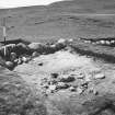 Excavation photograph : Hut Circle I - SW sector before wall was sectioned.