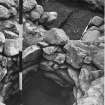 Excavation photograph : kiln and flue end.