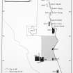 Freswick Links: location map of excavation areas, contour survey areas and cliff sections recording. (2 copies large negatives + 3 copies 35mm negatives.)