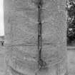 Detail of Old Fochaber's Market Cross showing iron chain or 'jougs', Gordon Castle estate.