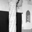 Interior view of Trinity Free Church, Irvine, showing detail of stone pillar.