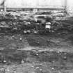 Excavation photograph : Area 1, east facing section, cellar 1.