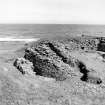 Excavation photograph : site at end of 1966 season, showing stair in broch wall and external buttress.