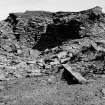 Excavation photograph : Broch wall, after cairning.