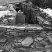 Rebuilt stonework at N end of tomb,on foundations of 1st masonry wall