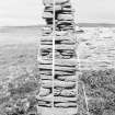 Survey photograph : site 51b - end of earlier domestic, drystone structure with internal access to byre.