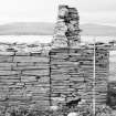 Survey photograph : site 51c -part of front elevation of agricultural building of drystone construction.