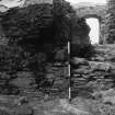 Excavation photograph - Detail of blocking 105 in doorway to NW stairs