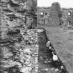 Excavation photograph - S wall main tower showing changed alignment