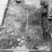 Excavation photograph : N end of E range, during excavation, from E.