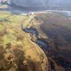 An oblique aerial view of the Caen Burn, Strath of Kildonan, East Sutherland, looking SSE.