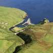 An oblique aerial view of Lybster harbour, Caithness, looking SE.