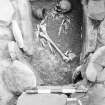 View of cist burial during excavation in 1979, Strathallan, North Mains.
