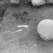 Excavation photograph : F4 standing stone associated with second cremation.