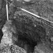 Falkland Palace Excavations
Frame 8 - Sewer drain F409 against north side of duct F407, as exposed in trench for drain F410 - from east
