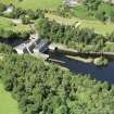 Aerial view of Kilmorack dam, W of Beauly, looking N.